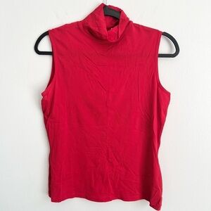 St John Sport Essentials Size S • Cherry Red Stretch Lightweight Turtleneck Top.